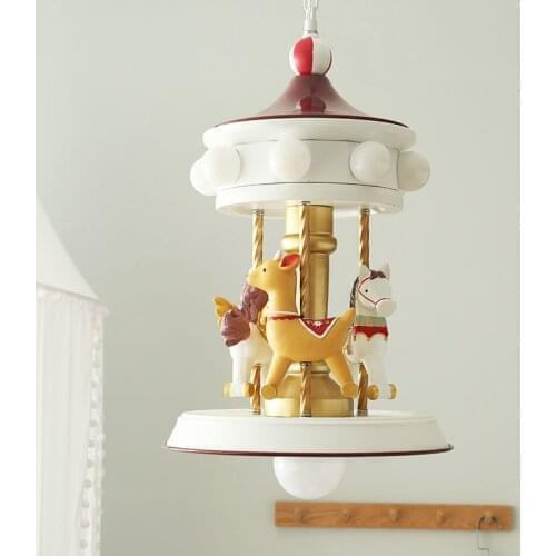 Merry go round circus childrens room lamp simple Nordic childrens room chandelier boys and girls bedroom lamp