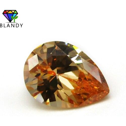 Free Shipping 2x3~13x18mm AAAAA Pear Cut CZ Stones Champagne Loose Synthetic Cubic Zirconia Gem Stone For Jewelry