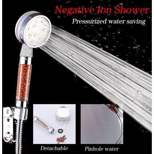 Shower Head Handheld Water Saving High Pressure Filter Ball With Negative Ion Activated Ceramic Faucet Bathroom Spray Accessorie