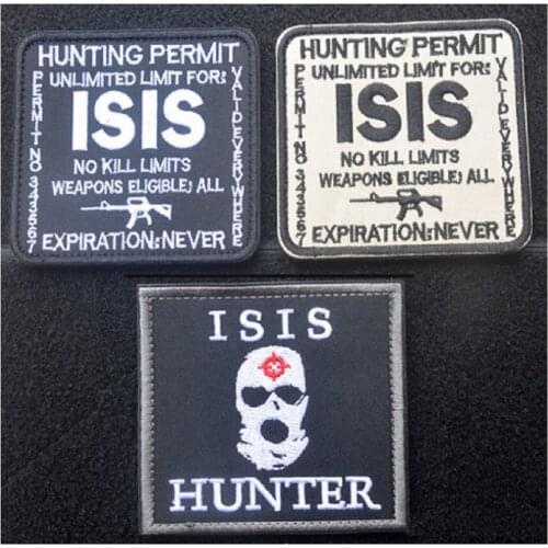 INFIDEL Patches 3D High Quality 100% Embroidery Patches Loops And Hook IS HUNTING PERMIT Patch ISIS Patches Badges Arabic Patch