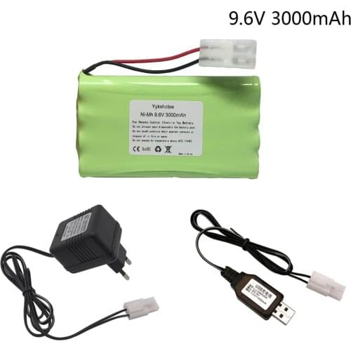 9.6v 3000mah NI-MH Battery with USB Charger/5in1 cable For Rc toys Car Tank Train Robot Boat Gun AA 9.6v Battery toys accessory