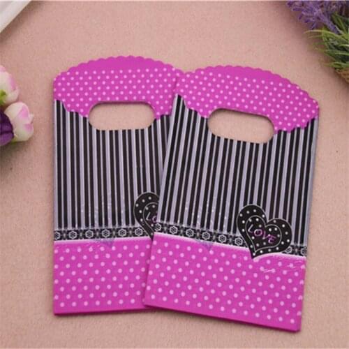 New Design High Quality Wholesale 100pcs/lot 9*15cm Cute Birthday Gift Package Bags With Dot Pink Sweet Heart Packaging Bag