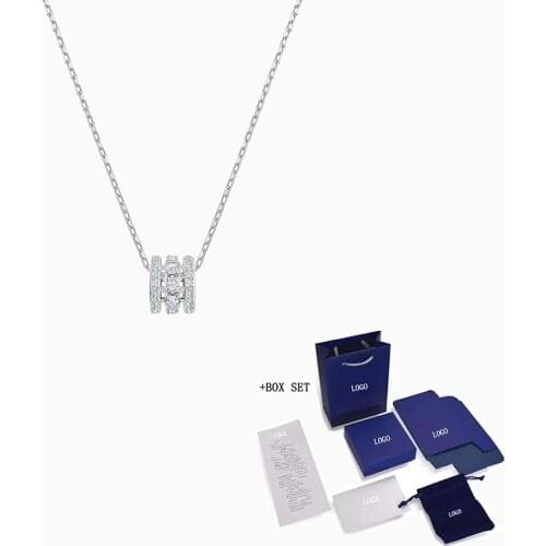 New FURTHER Pendant Classic Round White Gold Necklace Pattern Crystal Luxury Romantic Gift For Women