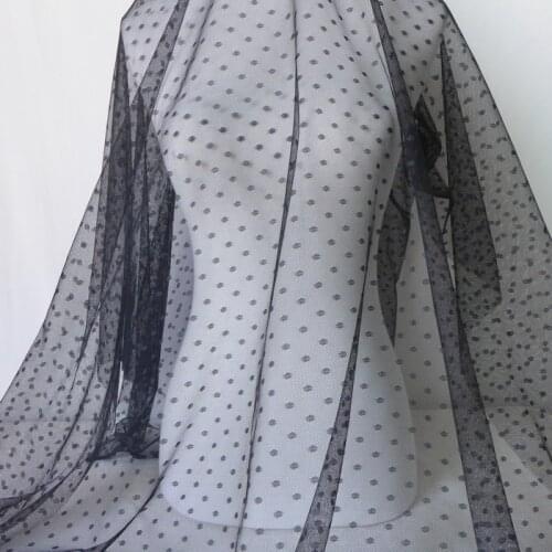 One Yard 3 Colors Optional Soft Net Yarn Wedding Dress Fabric Polka Dot Print Tulle Mesh Lace Fabric Mosquito DIY 150cm Width