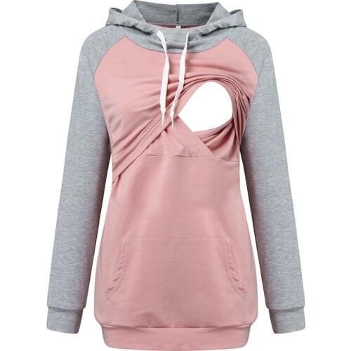 Maternity Clothes Spring Autumn Breastfeeding Pregnant Hoodies Sweatshirt Long Sleeve Casual Nursing Tops