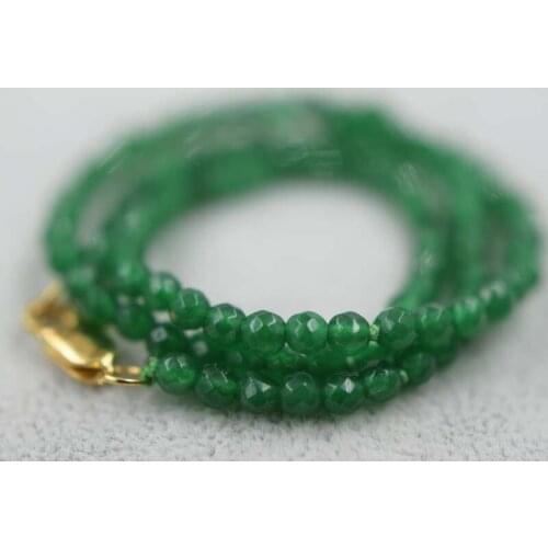 Wow!green jades faceted round 4mm necklace 16inch wholesale beads
