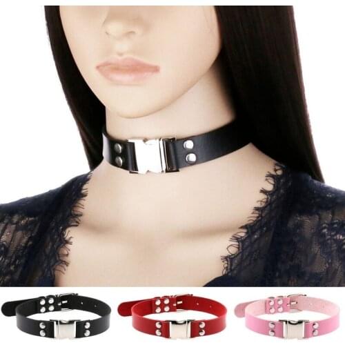 Punk Gothic Leather Choker Necklace Women 2021 Neck Chain Streetwear Magnetic Clasp Necklace for Girl Goth Party Jewelry