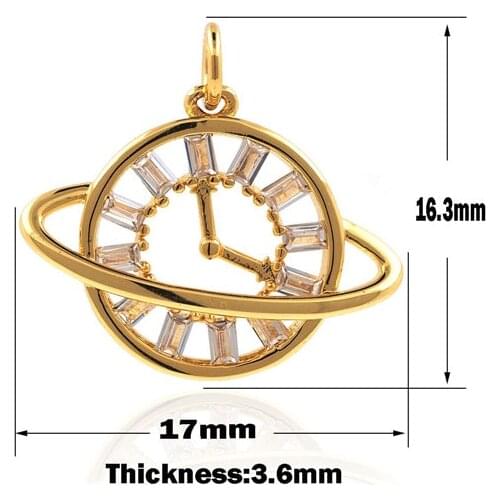 Planetary Necklace Astronomical Pendant Micropavé Cubic Zirconia Watch Charm DIY Jewelry Making Accessories 16.3x17x3.6mm