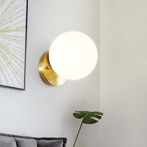 Simple Glass Ball Led Wall Light Loft Designer Studio Living Room Mirror Lights Corridor Lantern Individual Bedside Wall Lamp