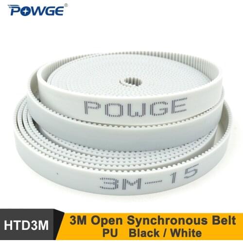 POWGE 10meters HTD 3M Timing Belt 3M-15 Width 15mm White HTD3M PU Open Belt 3M 15 S3M Belt For CNC Laser Machine Cutting Machine