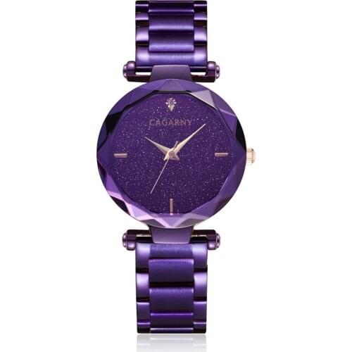 Cagarny Luxury Brand Starry Sky Women TOP Watch Quartz Wristwatch Ladies Crystal Wristatch Purple Montre Femme Relogio Feminino