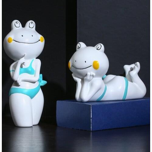 Cute Nordic Resin Crafts Creative New Bikini Frog Cartoon Ornaments Home Decoration Accessories