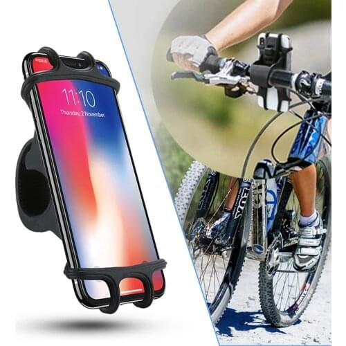 Universal Phone Silicone Holder Bicycle Motorcycle Mobile Buckle Pull Non-slip Adjustable Bike Handle GPS Mount barracket Stand