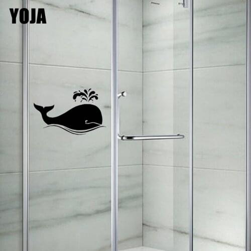 YOJA 17x26.5CM Bathroom Shower Glass Blue Whale Decals Home Bedroom Kitchen Wall Stickers G2-0517