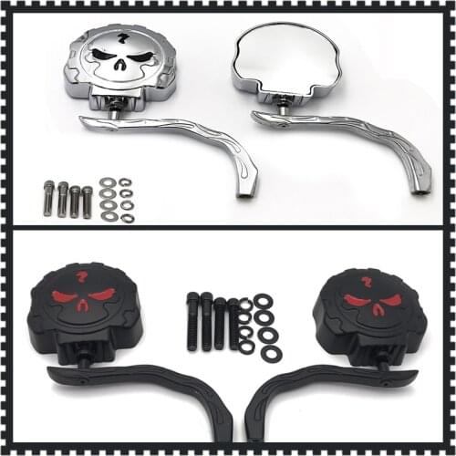 Aftermarket free shippin motorcycle parts Gear Skull Chrome Side Mirrors for Harley Dyna Softail Sportster Bobber Chopper black