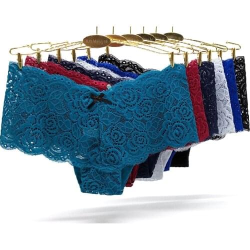 Ladies Sexy Boyshort Lace Panties Women Pack 12 Lingerie Transparente 2021 New Fashion Culotte Femme Underwear Female Low Waist