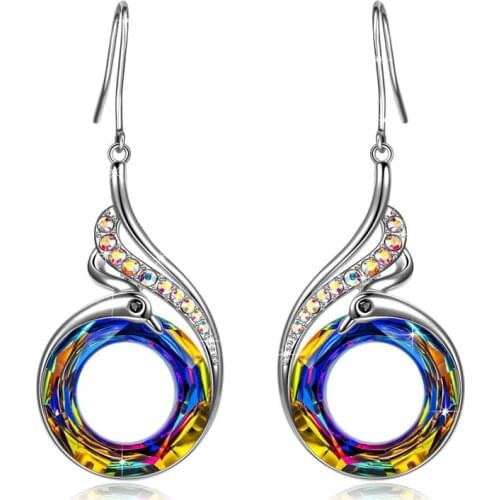 MENGYI New Exquisite Phoenix Charm Earrings Women Fashion Color Peacock Drop Earrings Wedding Earhook Hight Grade Jewelry