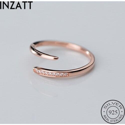INZATT Real 925% Sterling Silver Minimalist zircon Ring For Fashion Women Birthday Party Fine Jewelry cute Accessories Gift