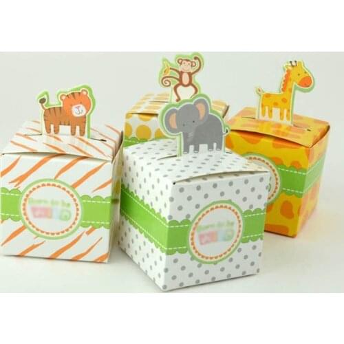 Gift Boxes Paper Animal Cartoon Tiger Giraffe Elephant Monkey Candy Box Baby Shower Decoration Birthday Party Supplies 10Pcs