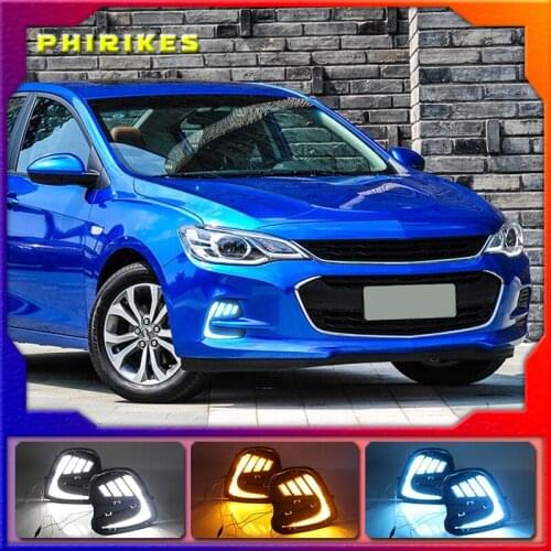 2PCS LED Daytime Running Light For Chevrolet Cavalier 2016 2017 2018 Yellow Turn Signal Function Car DRL 12V LED Fog Lamp