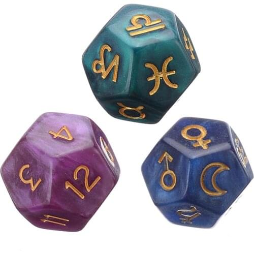 3Pcs 12-Sided Dice Astrology Tarot Card Multifaceted Constellation Dice Leisure And Entertainment Toys For Party Game