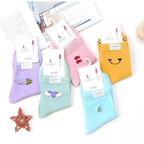 5 Pairs Womens socks set Cotton Cute short socks autumn Kawaii socks kobieta skarpety christmas gifts 2021 dropship suppliers
