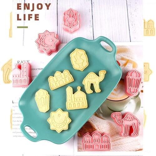 6pcs 3D Biscuit Mold Cookie Cutter Ramadan Cookies Cutter Set Eid Mubarak Islamic Muslim Cake Baking Mould Kitchen Tool