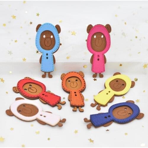 6Pcs Korean Velvet Fabric Padded Bear Appliques for DIY Childrens Clothes Shoes Hat Headwear Hair Clips Decor Accessories G85