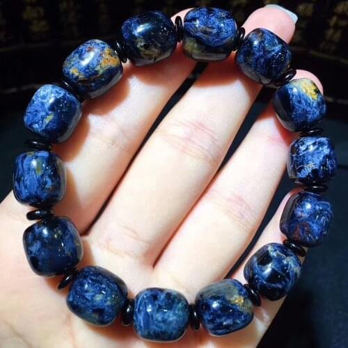 Genuine Natural Blue Pietersite Barrel Beads Bracelet Reiki Women Men Powerful Stretch Bracelet 12x11mm AAAAA certificate