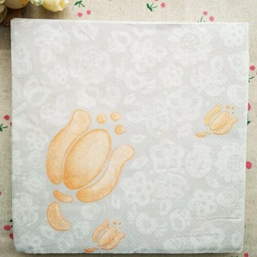 Decoupage napkins paper wedding christmas gray orange tissu printed Flower handkerchief serviettes birthday party cocktail decor