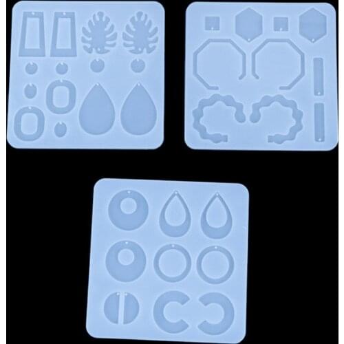 DIY Crystal Epoxy Earrings Ear Pendant Mold Geometric Collection Handmade Resin Mold For Jewelry making