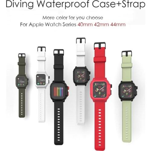 For Apple Watch Series 4 40/44mm Waterproof Watch Band Diving Shockproof Impact Resistant Case+Rubber Strap For Series 2 3 42mm
