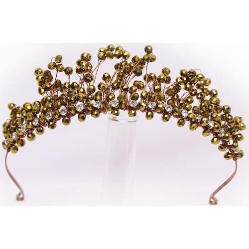 Dreamer Beads Yellow Crystalline Princess Pattern Bride Crown party Baroque April kina night