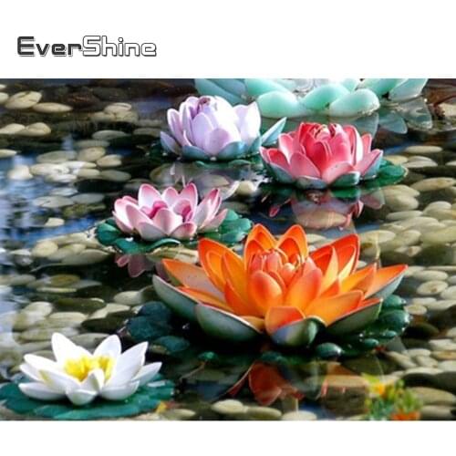 Evershine Diamond Painting Flower Lotus Cross Stitch Diamond Embroidery Kit Sale Diamond Mosaic Flowers Full Square Rhinestones