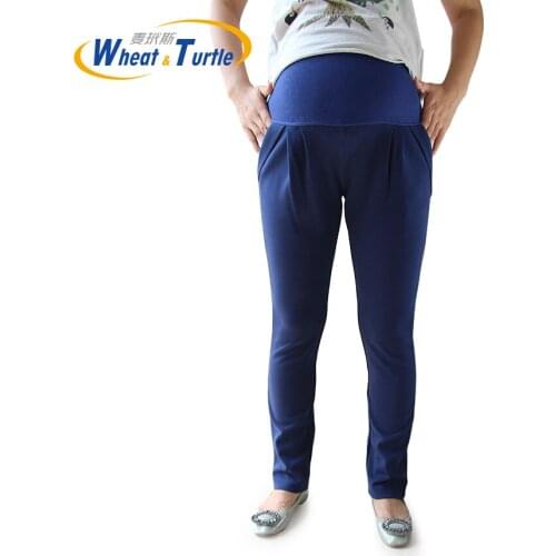 2021 Hot Sale All Match All Season Navy Maternity Capris Good Quality Comfortable Cotton Casual Harlan Pants For Pregnant Women