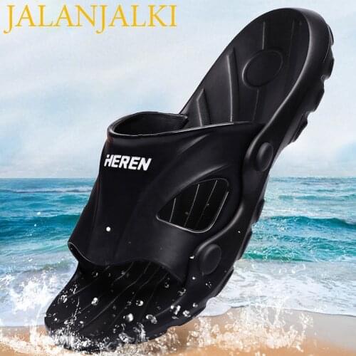 JALANJALKI Fashoin Men Slippers Thick Sole Outdoor Women Slippers Big Size36-45Non-slip Male Slides Street Style Femal EVA Shoes