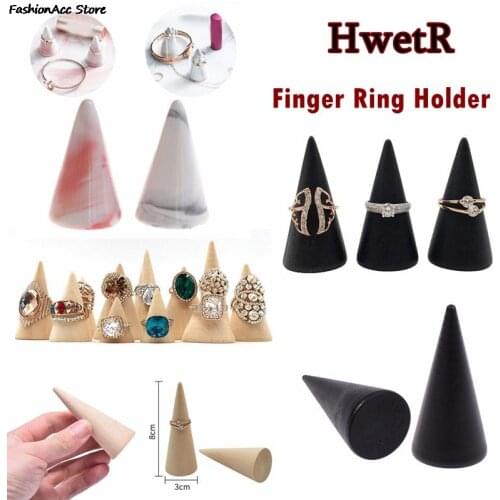 Ceramic/Wooden Finger Cone Ring Holder Elegant Display Cone Rack Stand Tray Jewelry Storage Crafts Decor Organizer 3 Styles
