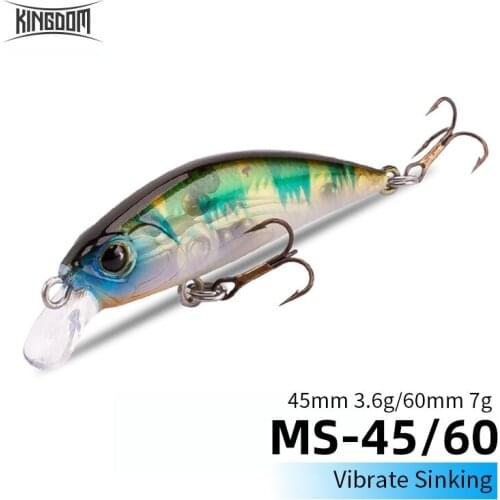 KINGDOM 45mm Noise 60mm Silence 2 Type Micro Fly Minnow Fishing Lures Vibrate Sinking Wobbler Artificial Hard Bait Trolling Lure