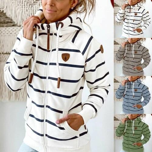 2020 European and American autumn and winter personalized leather brand striped Hoodie zipper sweater