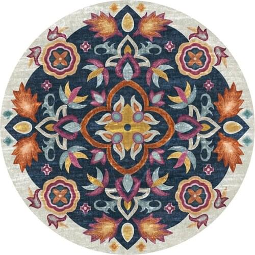 Round Mandala Flower Carpet Bedroom Living Room Bedside Slip Creative Floor Mat