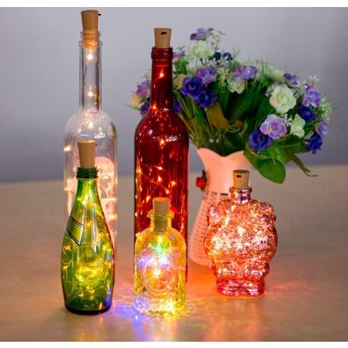 Neoteck 8Pcs 20 LED Garland Copper Wire Corker String Fairy Lights Cork Shape Starry Night Light For Holiday New Year Wedding