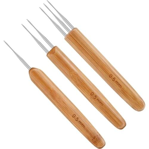 New 100set/lot 3pcs/Set Dreadlock Crochet Hook for Hair Needle Tool for Braid Craft Dread Locks Crochet Needles 0.5mm 0.75mm