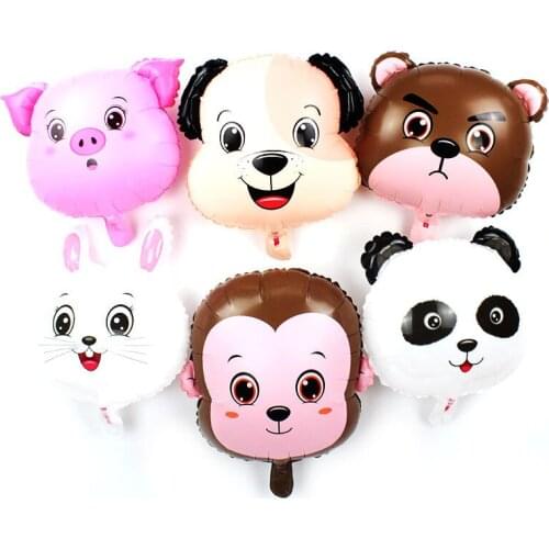 Wholesale 50pcs/lot animal head pig balloons happy birthday party supplies panda helium ballon for baby shower boy/girl decor