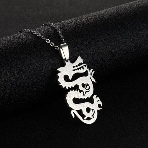 Tyranny flame Dragon Necklace mens and womens titanium steel personality trendy Pendant Fashion Pendant Korean first jewelry