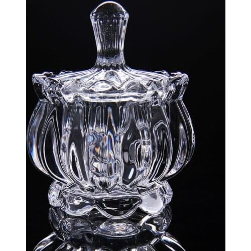 Lidded Crystal Glass Cigarette Ashtray Decorative Household Storage Jar Glassware Utensil Ornament Art and Craft Accessories