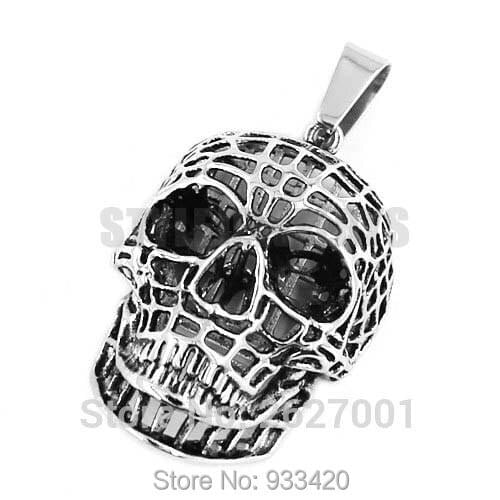 Hollow Out Skull Biker Pendant Stainless Steel Jewelry Web Motor Biker Men Pendant Wholesale SWP0402B