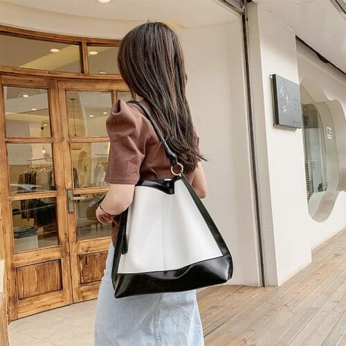 Stitching Color Shoulder Bag Women Luxury 2021 Trend Brand Design Big Handbag Female Fashion Simple Large Capacity Tote Bag