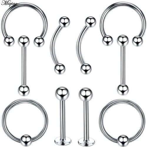 Miqiao Stainless Steel Ear Studs Nose Studs Horseshoe Ring Universal Ring Piercing Sleeve Decoration Body Piercing Jewelry 16g