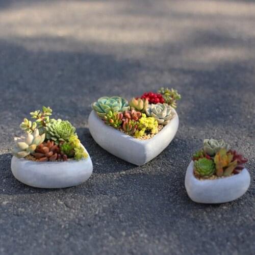 Silicone Mold Concrete Love-heart Shaped Cement Multi-meat Pots Mould Plants Vase Molds Silica Gel Potted Three Size PRZY 001
