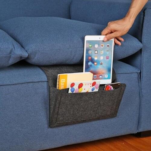 Wool Felt Bedside Storage Bag Sofa Pocket Bed Desk Bag Sofa Magazine TV Remote Holder Storage Bags Home Organizer Bag